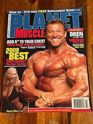 PLANET MUSCLE Bodybuilding Magazine GUNTER SCHLIERKAMP & MARZIA PRINCE 3-08 • $24.99