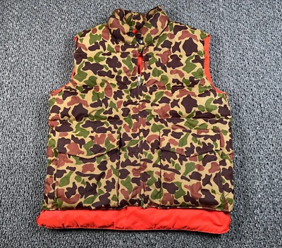 $22 • Buy VTG Reversible Down Filled Puffer Vest Adult Large Camouflage Blaze Orange