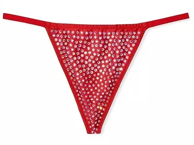 $11 • Buy Victoria's Secret Very Sexy Subtle Rhinestones Shine V-String Panty Red NWT