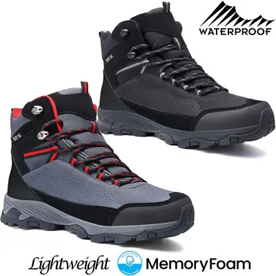 Mens Waterproof Walking Hiking Boots MEMORY FOAM Ankle Running Trainers Shoes • £16.95