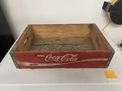 Wooden Red Coca Cola Coke Soda Pop Bottle Crate Carrier Case Open Box 4 • $14.99