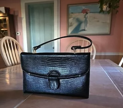 Vintage Mid-century Black Alligator Skin Purse • $17.50