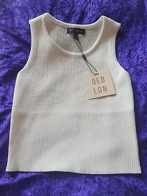 Ladies Cream QED London Fine Knit / Ribbed Crop Top Size XS/S • £10