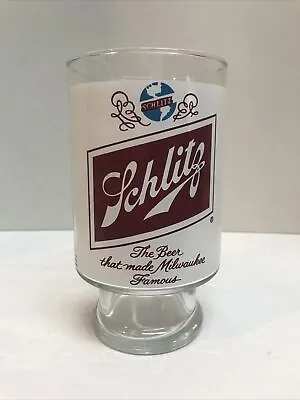 Vintage Schlitz Beer Pedestal Drinking Glass The Beer That Made Milwaukee Famous • $9.99