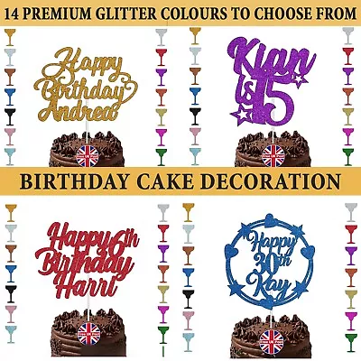 Personalised Cake Toppers Happy Birthday Any Age Any Name 30th 40th 50th 70th • £2.63