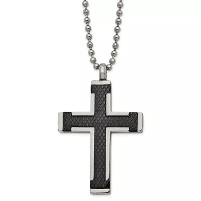 Titanium Black Cross 22 Inch Chain Necklace • $102