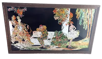 Vintage Tsanya Pierrot Quarrel Inspired Art Deco Framed Artwork Metallic Colors • $199.99