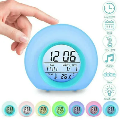 $15.97 • Buy Kids Wake Up LED Alarm Clock 7 Color Changing Digital Night Light Bedside Clock