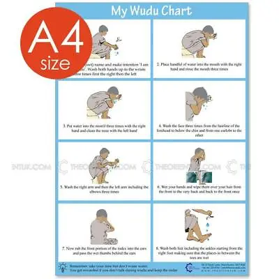 £4.89 • Buy A4 Wudhu Guide Poster Learning Teaching Laminated Wudu Salah Instruction