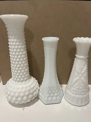 Lot Of 3 Vintage Milk Glass Vases • $13