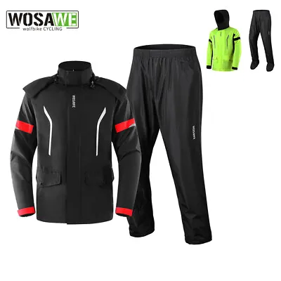 WOASWE Motorcycle Rain Outwear Waterproof Motorbike Suit Coat Pant Foldable Gear • $33.51