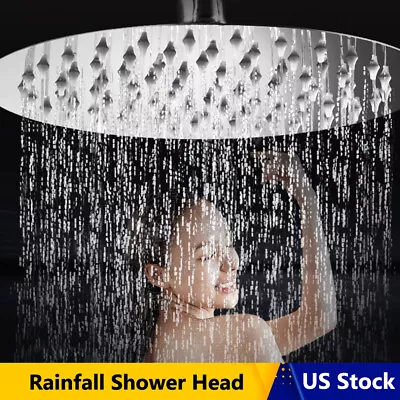 8  10  12  Round Rainfall Shower Head Bathroom Rain Sprayer Stainless Steel • $9.89