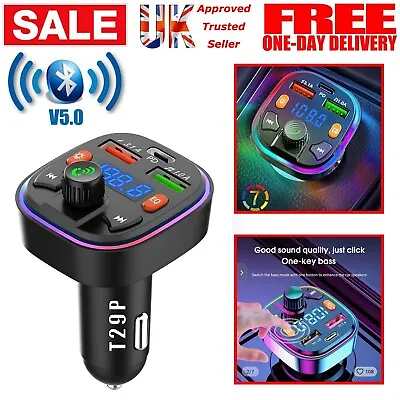 Uk Car Wireless Bluetooth Fm Transmitter Mp3 Player Usb Car Charger Adapter • £10.99