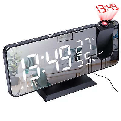 LED Digital Smart Alarm Clock Projection Temperature Time Projector LCD Display • $31.47