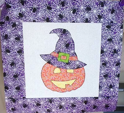 Scrappy Halloween Pumpkin With Hat Mini Quilt Top Only Appx 15 1/2 In. Sq #1714 • $15.99