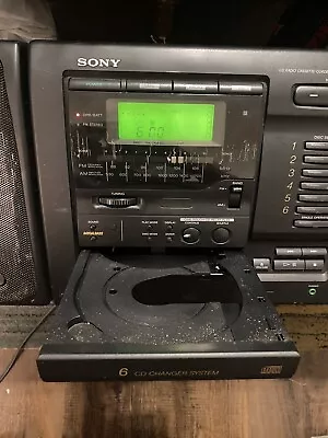 Vintage SONY CFD-600 MEGA BASS CD Radio AM-FM Cassette-Corder Boombox 6-Disc • $49.26