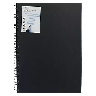 WHSmith A3 Size Wiro Bound Sketch Book Hard Front And Back Cover In Black • £11.99