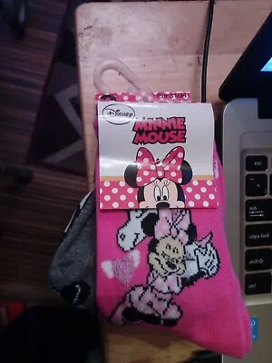 Girl's Disney Minnie Mouse Pk 3 Socks Size 9 / 11.5  Brand New • £7