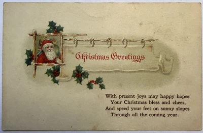 $18.46 • Buy Christmas Greetings Santa Claus Postcard Holly Holidays Toys Sack Arts N Crafts