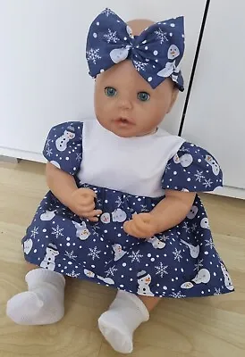 SALE Baby Annabell Or 18-20 Inch Dolls 3 Pce Navy Snowmen Xmas Dress Set (64) • £6.99