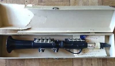 Vintage 1950s Emenee Industries Toy Ebony & Silver Clarinet With Original Box • $10