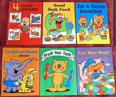 Good Health Bulletin Board Posters School Room Frank Schaffer 1981 Set Kids Rare • $99.95