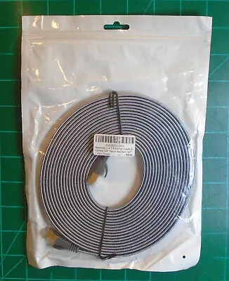 Gray Cat 7 Ethernet Cable 20ft Nylon Braided Flat LAN Wire PC Laptop Modem • $11.99