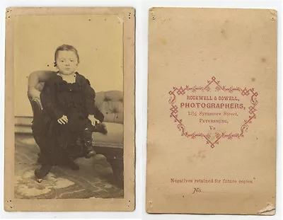 $14.97 • Buy Cdv Studio Photo Young Child From Petersburg, Va, By Rockwell