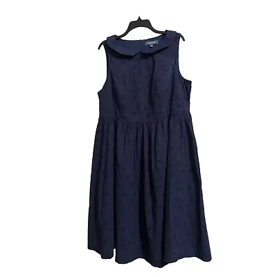Modcloth Floral Eyelet Peter Pan Collar Pinup Lined Sleeveless Dress Size 22  • $27.99