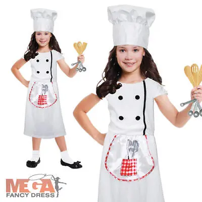 Kitchen Chef + Hat Girls Fancy Dress Cooking Class Book Week Childs Kids Costume • £8.99