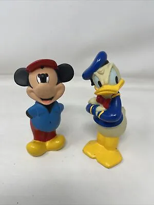 Disney Mickey Mouse Figures Donald Squeaky Vinyl Rubber Vintage Set Bath VTG • $13.99