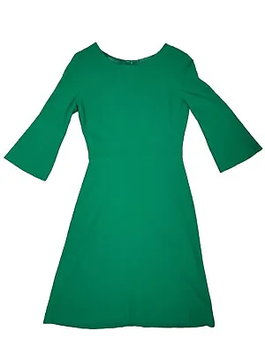 Goat Wool Dress UK Size 6 US 2 Pandora Green Crepe UK Made Kate Middleton • £99.97