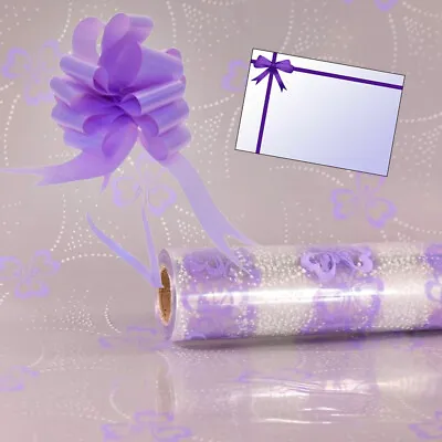 Lilac Pollyanna Cellophane Gift Wrap Baskets Flowers Hamper Baskets + Bow & Card • £0.99