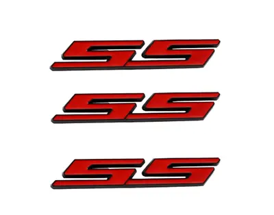 3Pcs For SS Badge Fender Trunk Rear Emblem Decal Red Black • $11.99