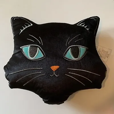 Halloween Black Cat Face Head Throw Pillow 16  Vintage Style Inspired Ashland • $39.99