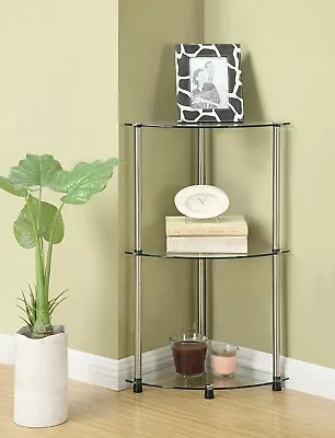 Small Corner Cabinet Organizer Storage Shelf Kitchen Bathroom Display Glass NEW • $69.99