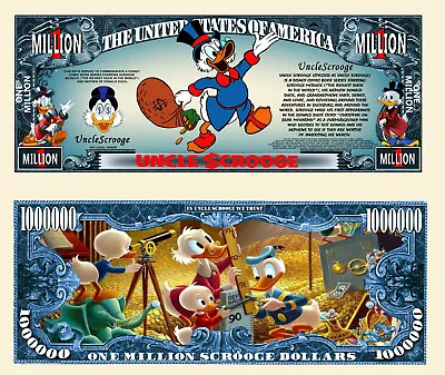 Uncle Scrooge Million Dollar Bill Play Funny Money Novelty Note + FREE SLEEVE • $1.69