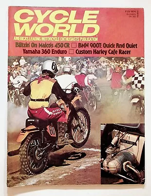 1974 February Cycle World Motorcycle Magazine Yamaha Enduro Maico BMW Harley • $17.46