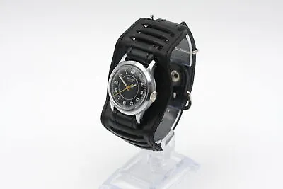 Moskva 1 MChZ Mechanical Wristwatch Vintage Watch 16 Jewels Black Band USSR • $44