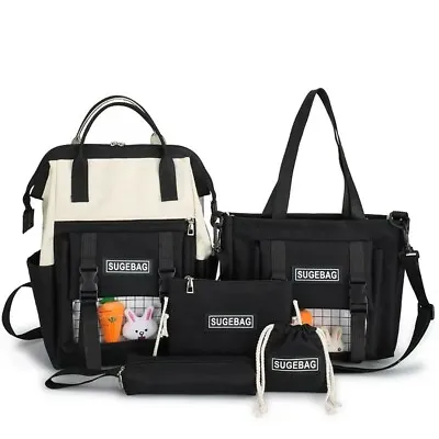 Black Multi Piece Korean School Bag Set • $30