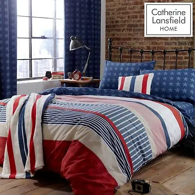 £12.37 • Buy Stars And Stripes Catherine Lansfield Duvet Set Reversible Bedding Spread Kids
