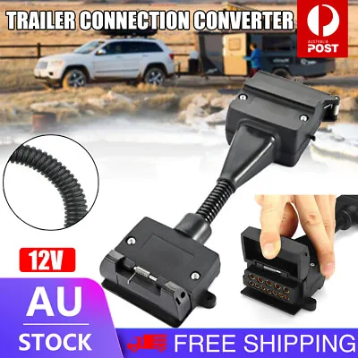 $14.69 • Buy Trailer Adaptor 7 Pin Flat Female Socket To 12 Pin Male Plug Caravan Connector