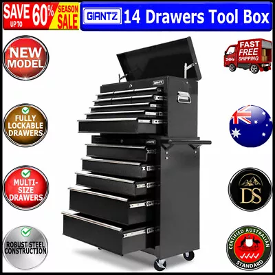 Giantz 14 Drawers Toolbox Chest Cabinet Mechanic Trolley Garage Tool Storage Box • $302.30