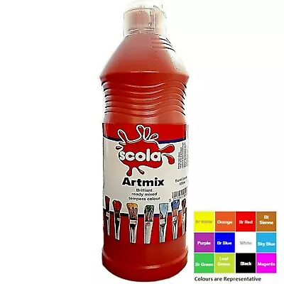  Artmix 600ml Bottles Ready Mix Craft Poster Paints Kids Childrens Asst Colours • £6.95