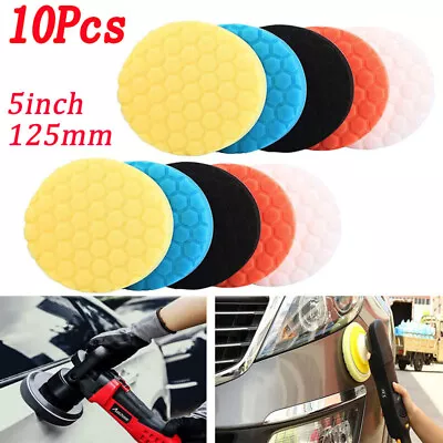 10Pcs Buffing Pad 5inch Sponge Polishing Kit Car Furniture Waxing Sealing Glaze • £9.19