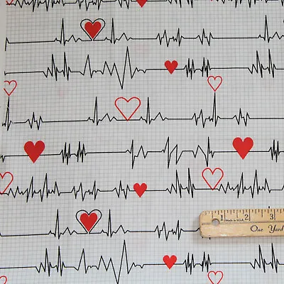 Calling All Nurses Nursing White EKG Medical Cotton Fabric  1/2 Yard   #37302-2 • $4.09