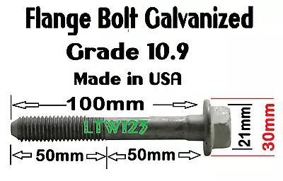 (2 Pieces) M14-2.00x100mm Flange Bolts Grade 10.9 Made In USA • $22