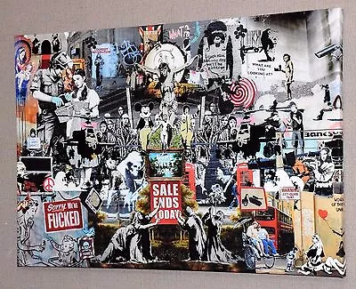 Banksy Graffiti Collage Canvas Picture Print Wall Art  • £29.97