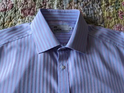 Superb M&S Ultimate Cotton Shirt Blue/Pink Size 16.5  Collar 48 Chest Immaculate • £9.99