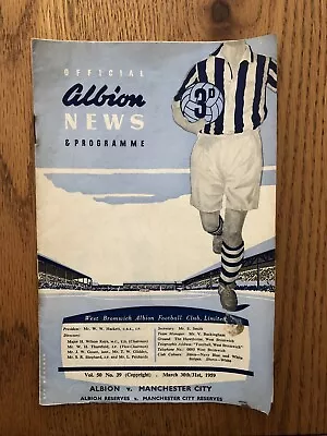 West Brom V Man City Programme Dated 30-3-1959.   (650) • £1